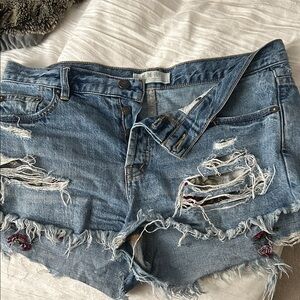 We The Free Light Blue Ripped Jean Shorts